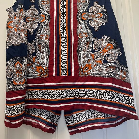 Cynthia Rowley Women's Sleeveless Paisley Button Back Blouse Size L Blue Red - Picture 3 of 5